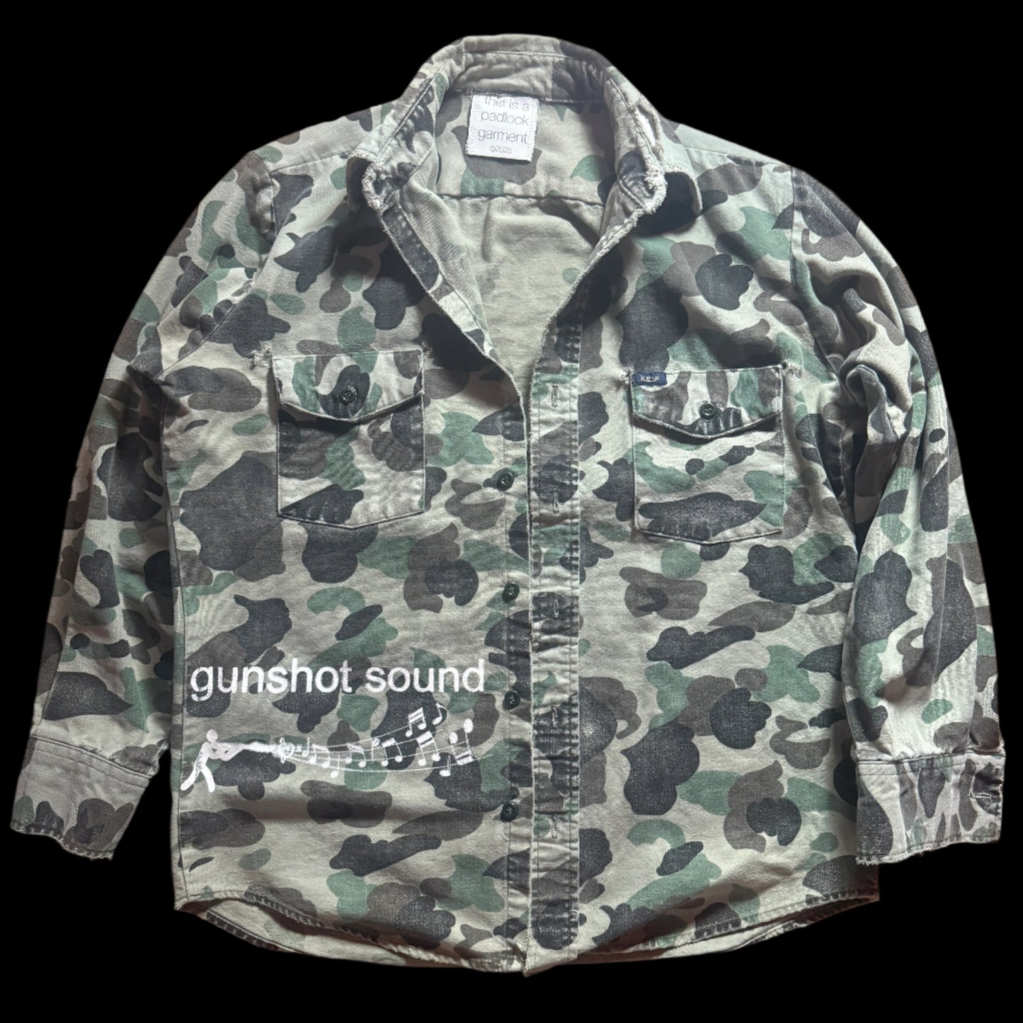 Padlock Military Camo Gunshot Button Up